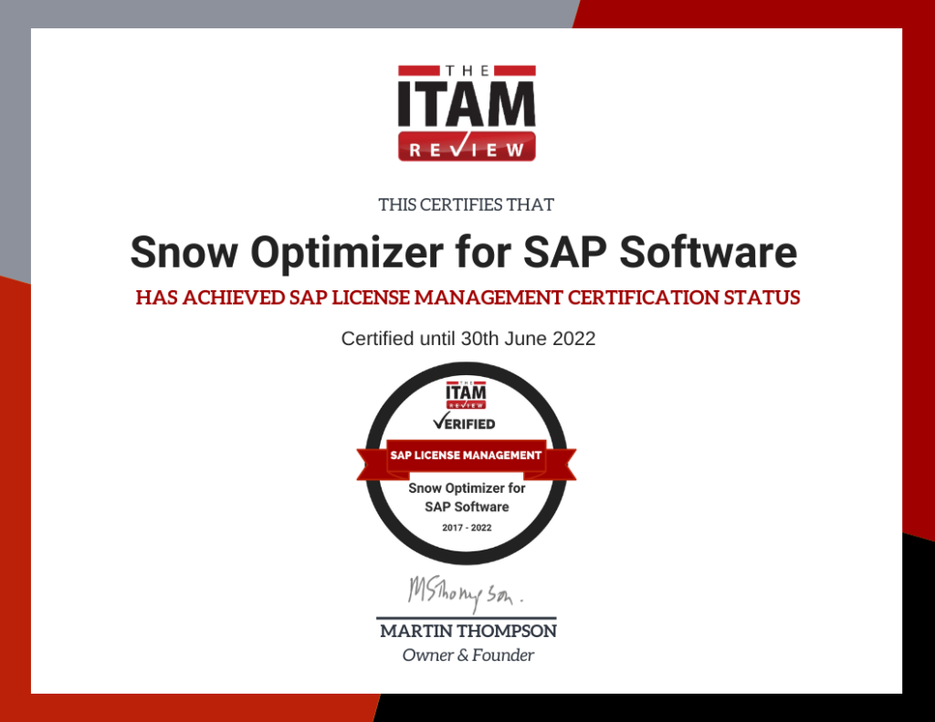Snow License Optimizer for SAP Software Certification